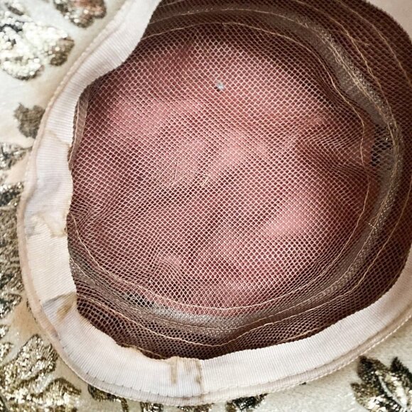 Vintage Gold Lamé Floral Net  Detail Bucket Hat S - Picture 9 of 12